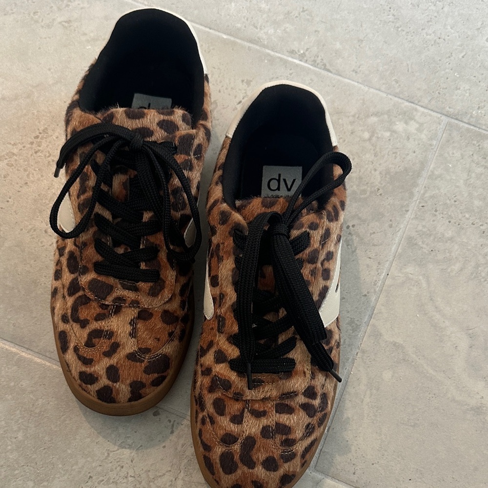 Dolce Vita Leopard-Print Lace-Up Sneakers with Black Laces